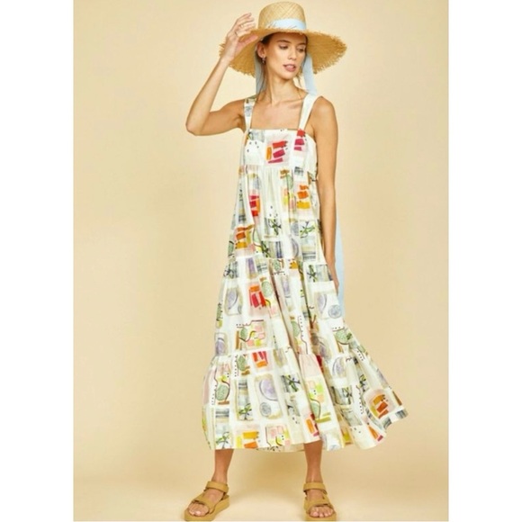 HUNTER BELL Dresses & Skirts - Hunter Bell Poppy Maxi Dress XS Cotton Abstract Print Resort Vacation Coastal